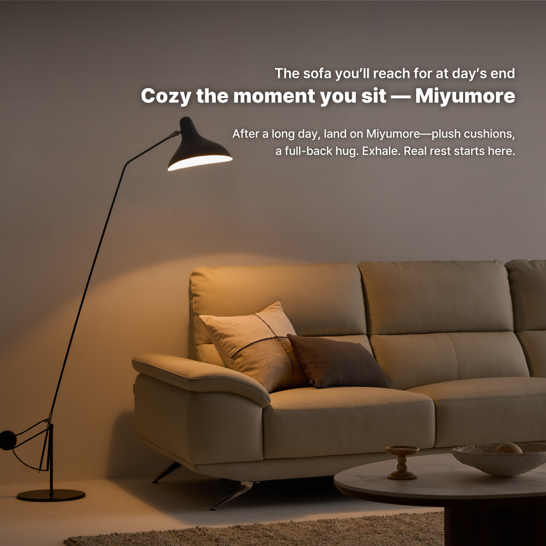 Miyu More 3.5-Seater Natural Leather Sofa