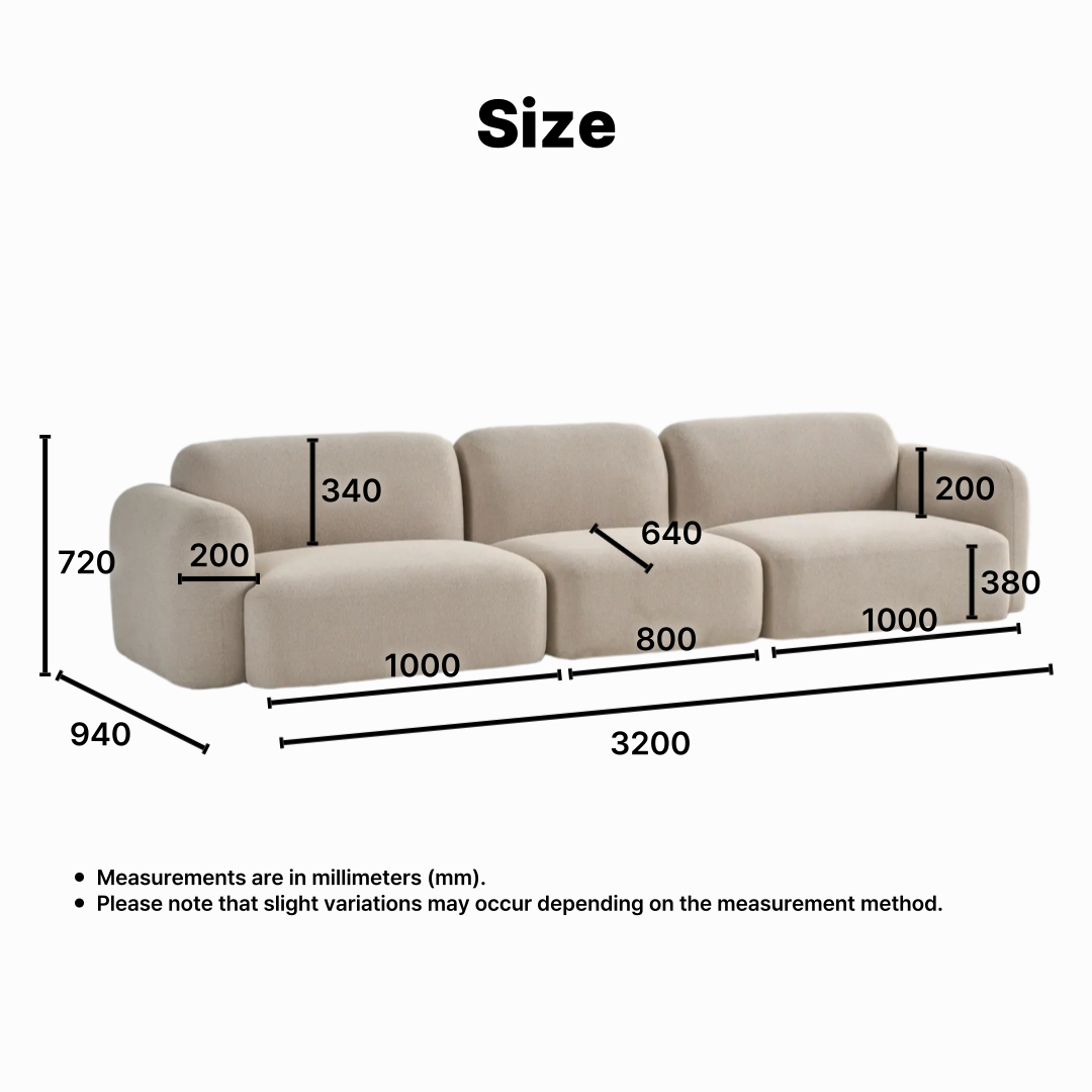 Onde 4-Seater Wide Fabric Sofa