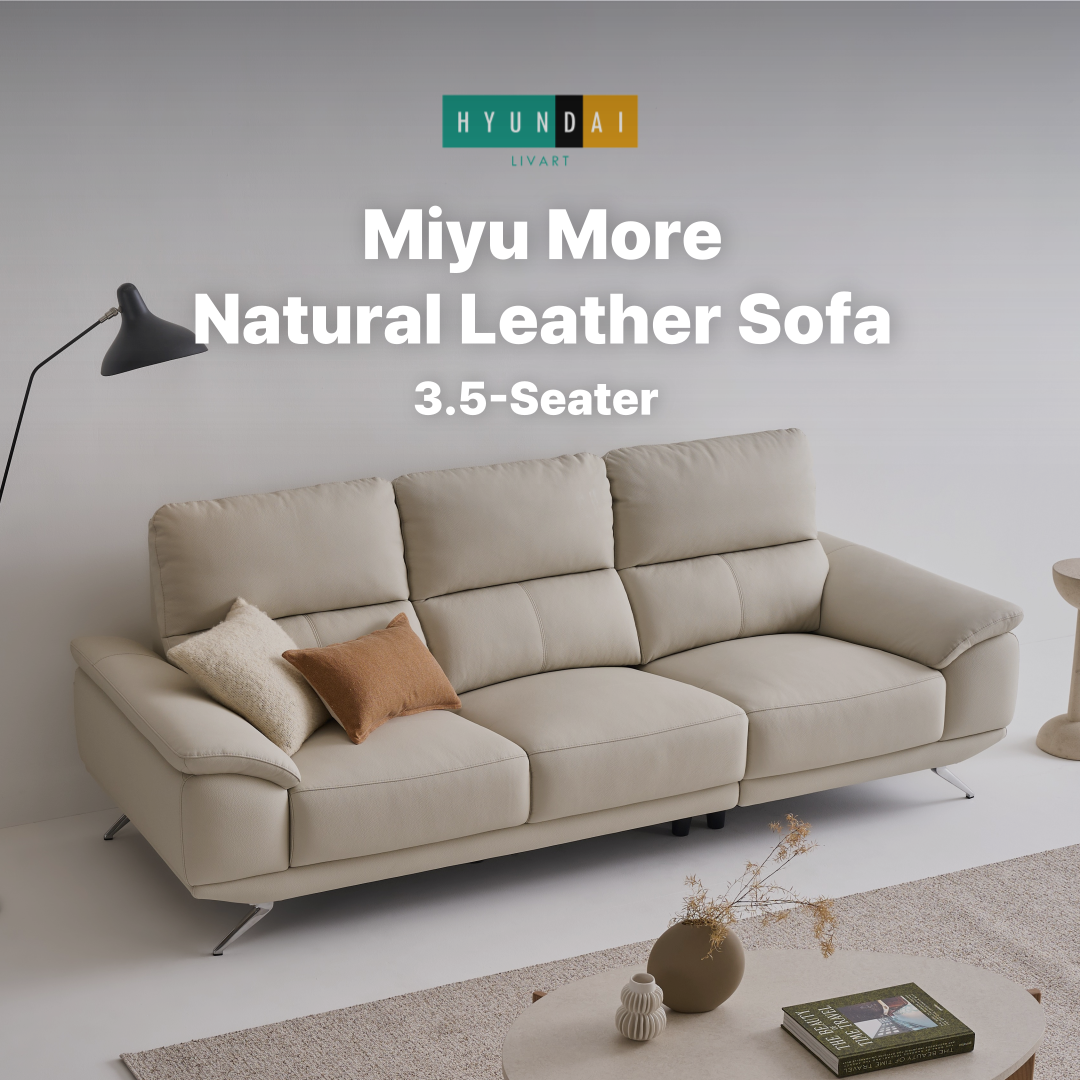 Miyu More 3.5-Seater Natural Leather Sofa