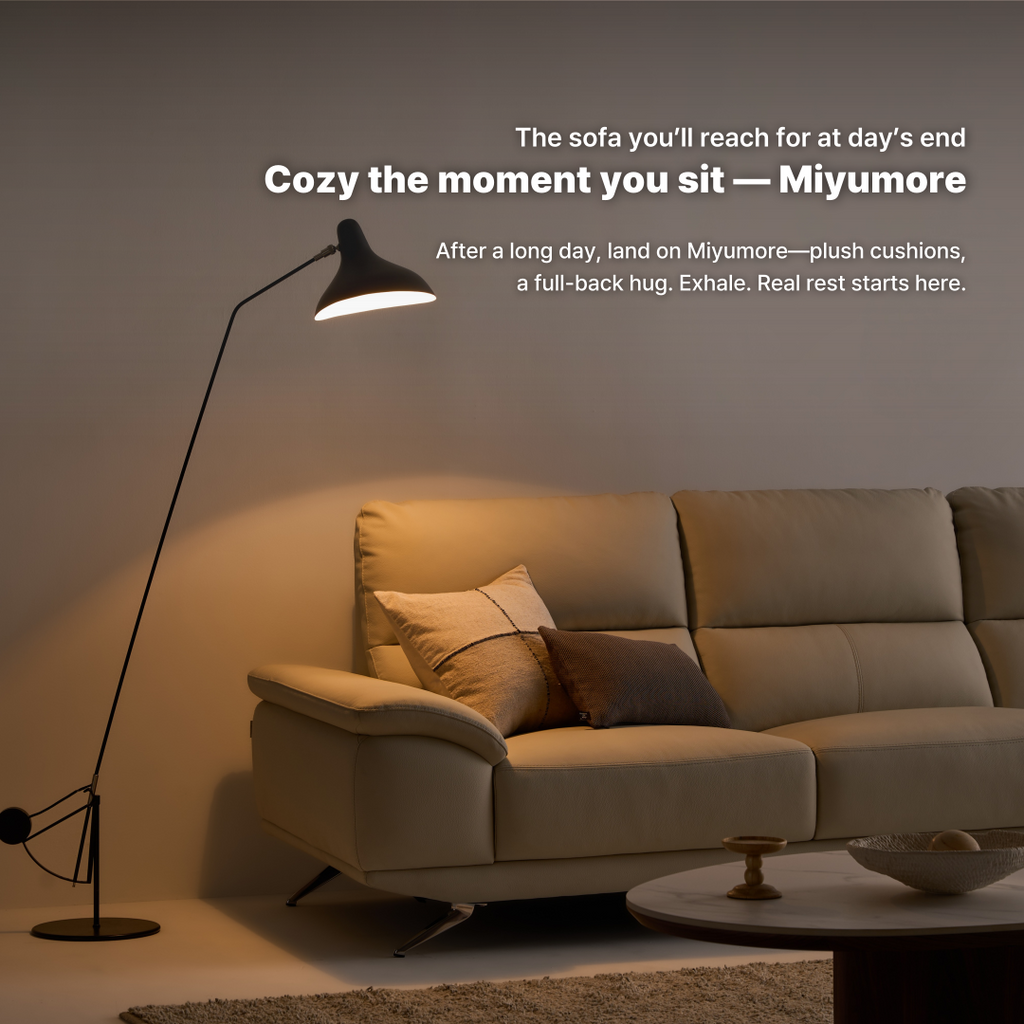 Miyu More 3.5-Seater Natural Leather Sofa