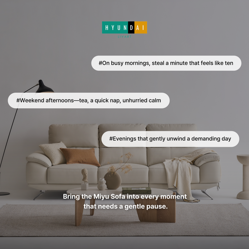 Miyu More 3.5-Seater Natural Leather Sofa