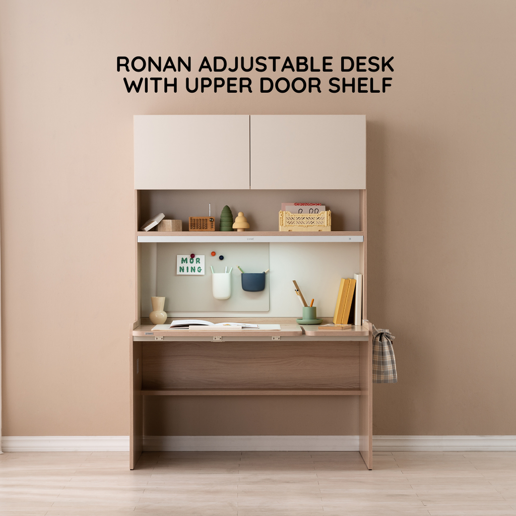 Ronan Adjustable Desk with Upper Door Shelf