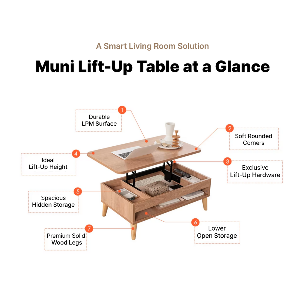 Mooni Lift-Up Tea Table 950