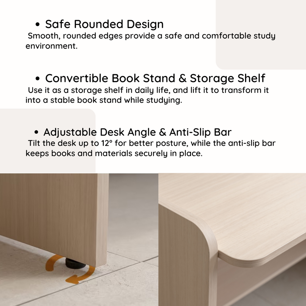 Comme Junior Adjustable desk with upper shelf